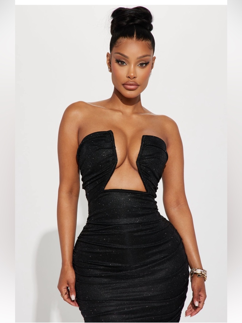 Fashion Nova Black Strapless Cutout Midi Dress - Picture 2 of 3